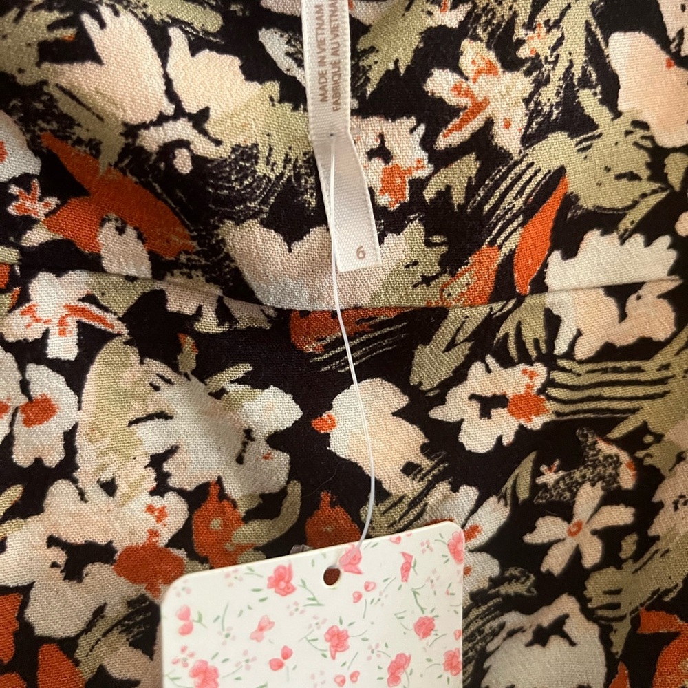 NWT Free People floral charcoal combo color mini dress size 6 - Picture 6 of 11